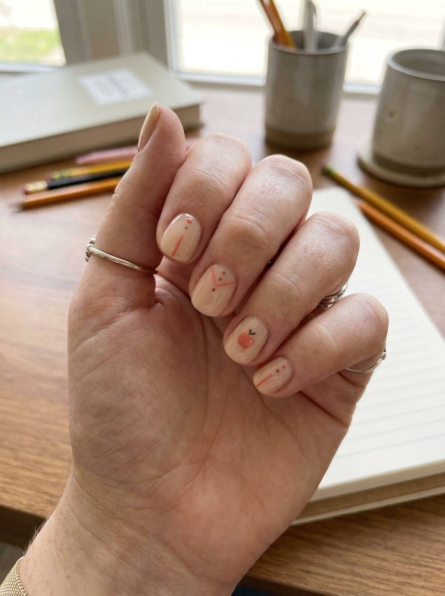 Short Coral Accent Nails als Back to School Nails Inspiration 2026